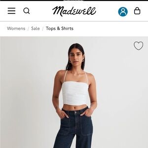 NWT Madewell Poplin Crop Tube Top, white, size 4